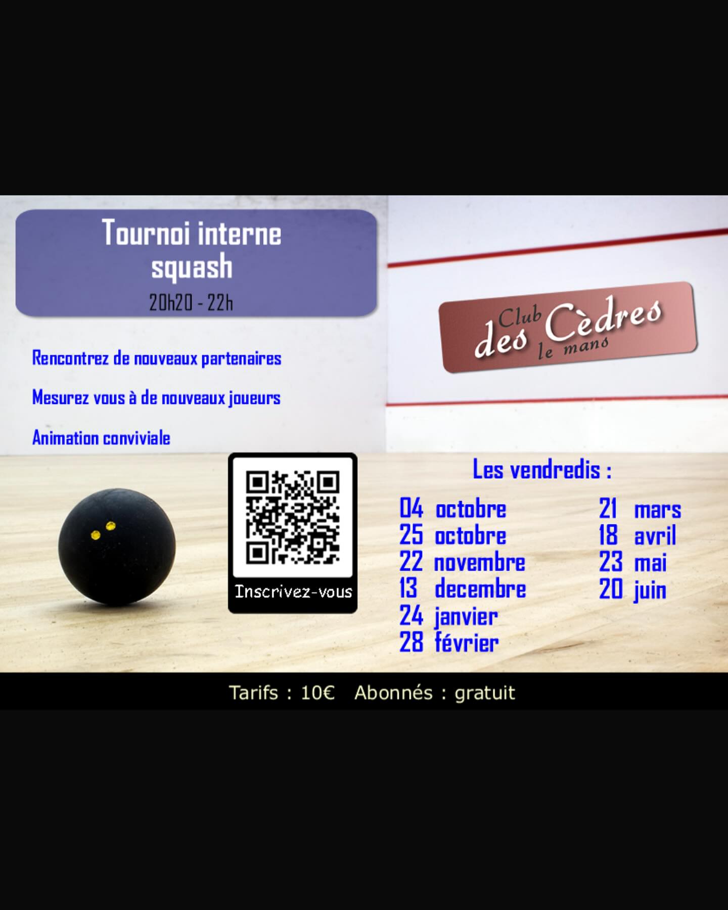 TOURNOIS INTERNES SQUASH 2024 2025